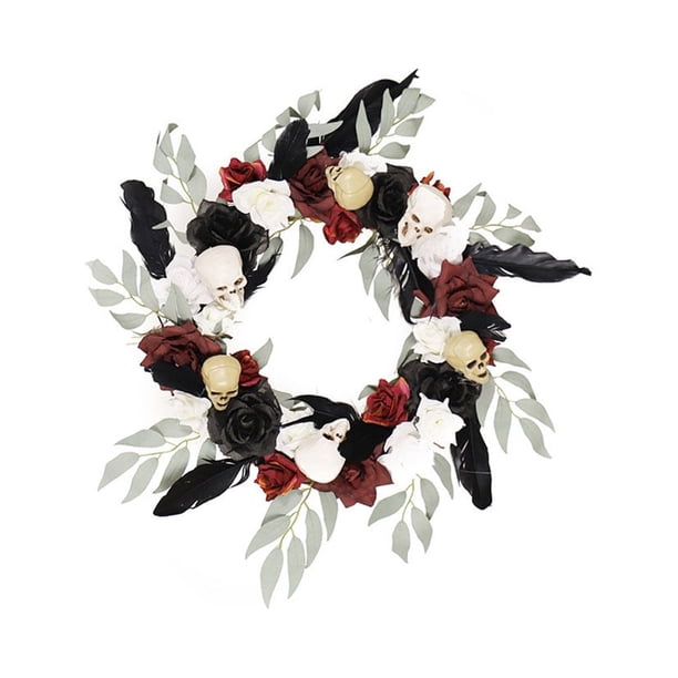 Bearachild Flor Calavera Guirnalda Puerta colgante Cabeza de esqueleto Favores de fiesta Guirnaldas Decoración de Halloween Colgador de ventana Kits de decoración para fiestas