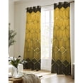 thumbnail image 5 of Yellow Geometric Sheer Curtains 63 Inch Length 2 Panels Set for Living Room/Bedroom, Modern Abstract Art Ombre Kitchen Curtains Grommet Semi-Sheer Curtains Drapes Voile Window Treatments 42"x63"x2, 5 of 7