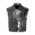 thumbnail image 2 of Eandarui Big Girls Boys Hip-Hop Jazz Dance Party Cropped Tops Shiny Zip Up Outfits Metallic Vest Sequins Waistcoat Black 14, 2 of 6