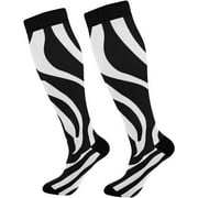 GZHJMY Zebra Compression Socks, Women Men Long Stocking (20-30mmHg), Travel Knee High Stockings for Athletic Sports,Running,Cycling,Nursing