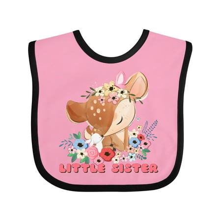 

Inktastic Little Sister Deer Gift Baby Girl Bib