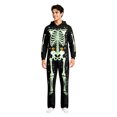 thumbnail image 4 of Unisex Adult Hooded Onesie, Halloween Skeleton Full‑Body Print Long Sleeve Jumpsuit for Men Women Home Loungewear, 4 of 8