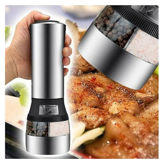 Electric Salt & Pepper Grinder - 2-in-1 Stainless Steel Adjustable Spice Mill - Perfect Blend for Kitchen & Dining - Battery Operated