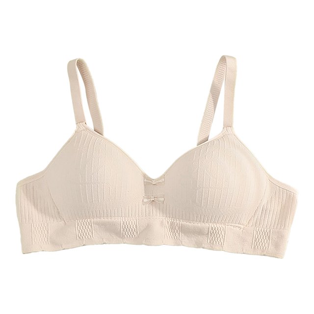 Teenage Girls Sports Bra with Adjustable and Removable Shoulder Strap Training Bra Pack Beige