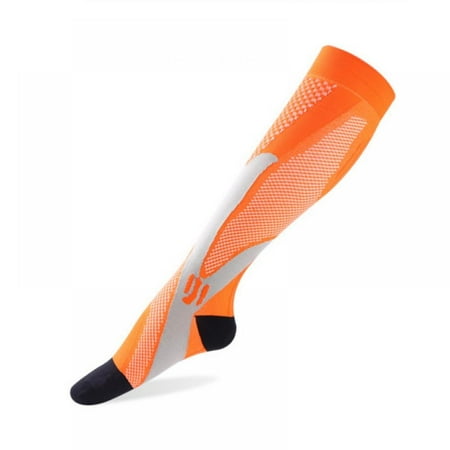 

MELLCO 1 Pair Unisex Knee High Tube Socks Non-slid Sport Socks for Running Football Fitness S-XXL (Orange)