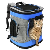Solaris Adjustable Pet Carrier Backpack for Dogs and Cats, Puppies, Portable Cat Carrier Backpack with Bottle Pocket, Two Mesh Window for Breath,Blue
