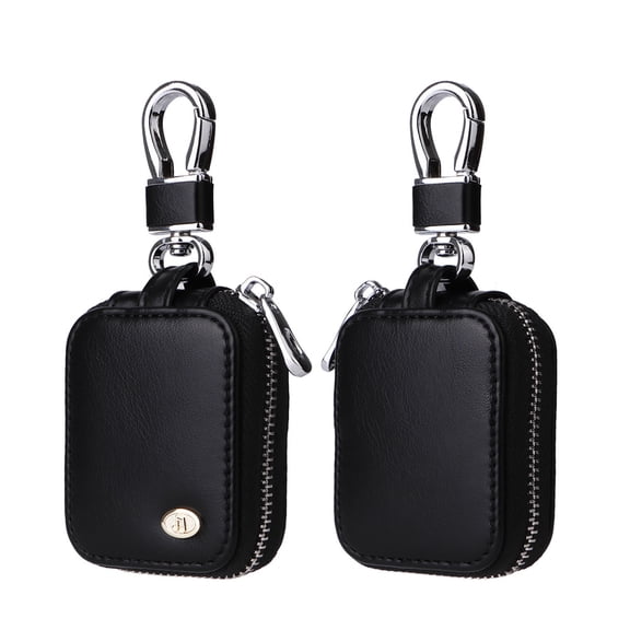 Black Leather AirPods Case with Keychain, Shockproof Zippered Protective Earbuds Pouch for AirPods 1/2/3/Pro, Scratch-Resistant, Universal Fit for Wireless Earbuds