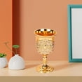 thumbnail image 4 of Metal Wine Goblet, Carving Pattern Handmade Cup Bar Dinners Parties Decor Gold Gold, 4 of 6
