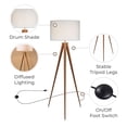 thumbnail image 4 of Teamson Home Postmodern Tripod Floor Lamp + Drum Shade with Foot Switch, Natural/White, 4 of 9