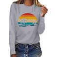 thumbnail image 4 of CEHVOM Fashion Women's Spring Printed Long Sleeves Round Neck Casual Tee Tops Clearance, 4 of 5