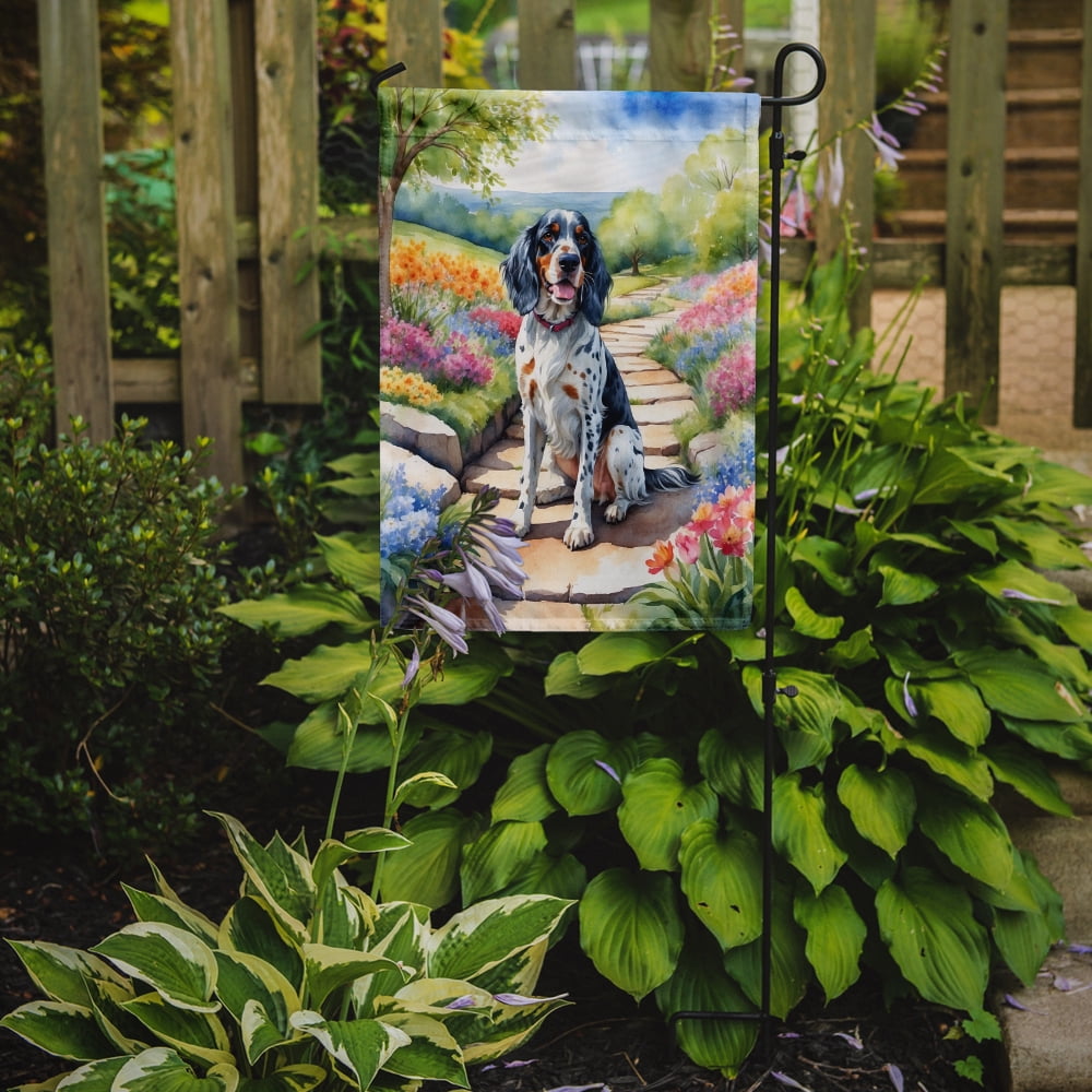 English Setter Spring Path Garden Flag 11.25 in x 15.5 in