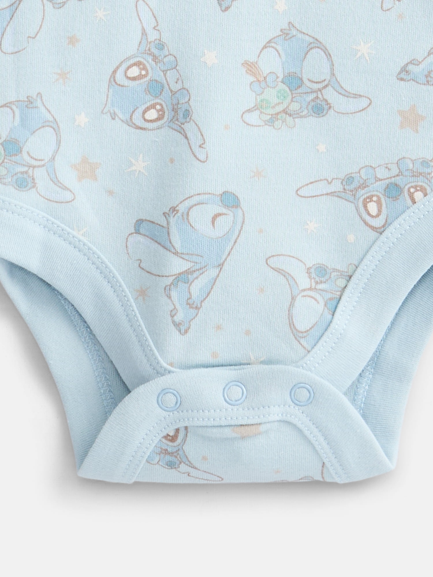 Disney Stitch Baby Unisex Bodysuit with Long Sleeves, 3-Pack, Sizes Newborn-18M