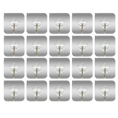 

Adhesive Hooks Kitchen Wall Hooks- 20 PacksStainless Hooks Reusable Utility