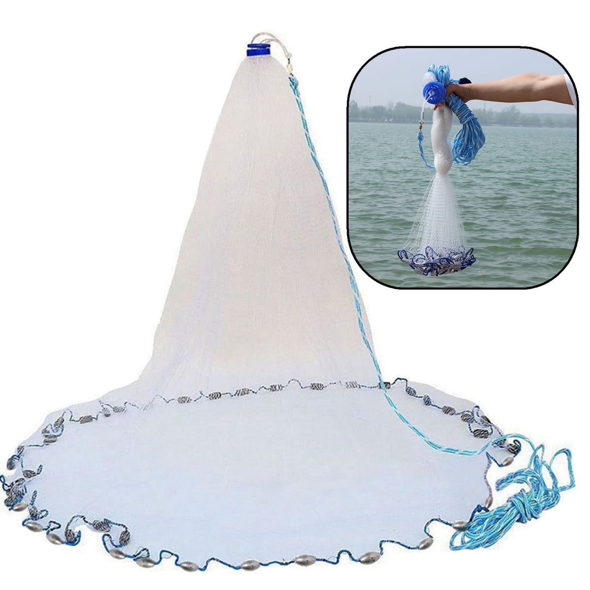 Details about   8FT Fishing Hand Cast Net Easy Throw Bait Tire Line Saltwater Trap Sink Mesh Web 