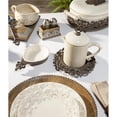 thumbnail image 1 of GG Collection 95170 Cream Stoneware Lidded Sauce Jar with Metal Acanthus Leaf Drip Base, Brown, 1 of 1