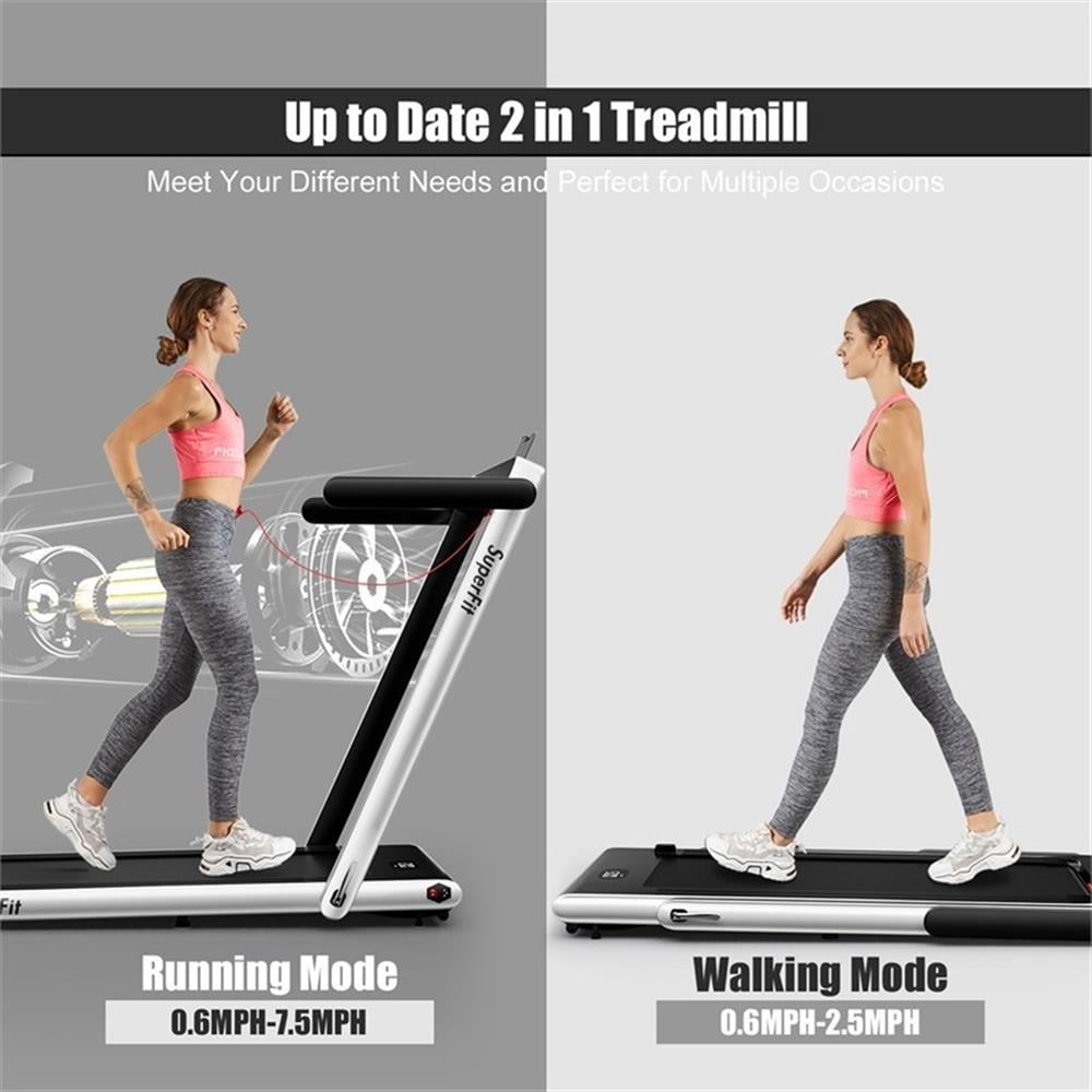 Pemberly Row Up To 7.5MPH 2.25HP Single Display Screen Treadmill in White