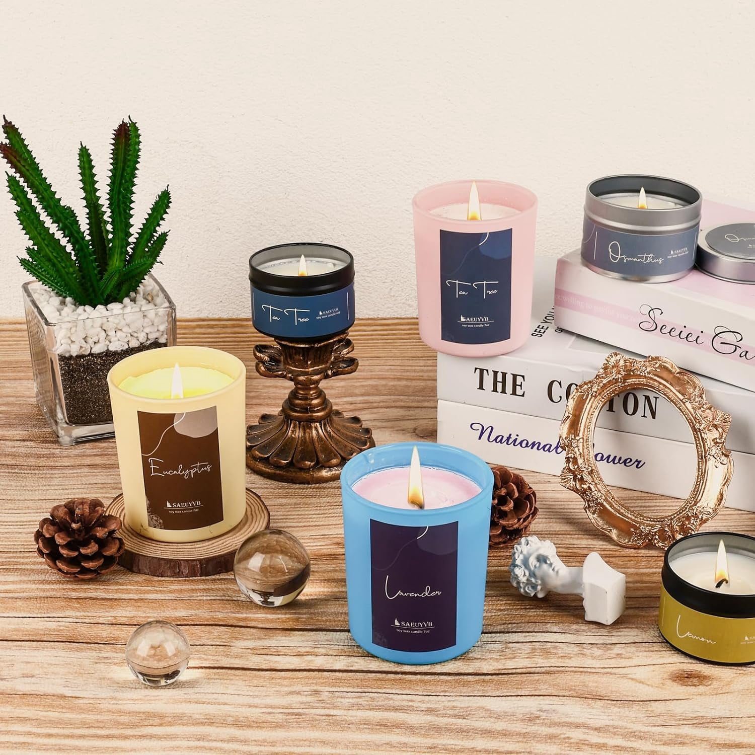 Candle Making Kit - DIY Starter Soy Supplies/Kit Wax 10 Jars & Tins Pleasant Scents Color Dyes More，Perfect for Adults