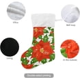thumbnail image 3 of Poinsettia Flowers Christmas Stockings Christmas Christmas Presonalized Large Stocking Sock, Set of 1 Xmas Party Winter Decor Candy Bag Family Holiday Gift, 17.7 Inch, 3 of 7
