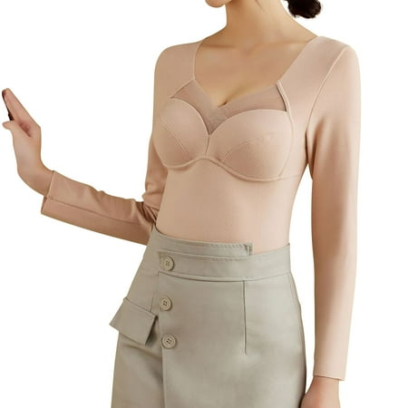 DondPO Tank Tops for Women Going Out Tops Sleeveless Bra Thermal Undershirts With Lace For Winter Thermal Top Warm Thermal Underwear Top Thermal Underwear for Women Corset Tops for Women Beige 4XL