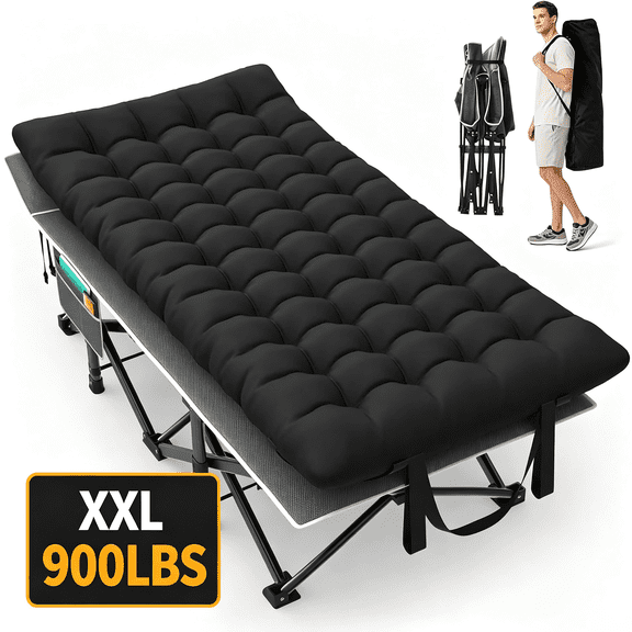 Oswerpon 79x32'' XXL Folding Camping Cot with Mattress,900LBS Heavy Duty Sleeping Cots, for Camping, Hiking, Travel, Office Break