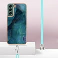 thumbnail image 3 of Case for Samsung Galaxy S24, Adjustable Detachable Crossbody Strap Neck Strap Silicone Bumper Marble Painted TPU Ultra Thin Shockproof Protective Phone Case Cover for Galaxy S24, Green, 3 of 7