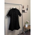 thumbnail image 3 of sicmoss Women's Black Denim Jean Dress Short Sleeve Button Down Shirt Style Midi Summer Casual, 3 of 7