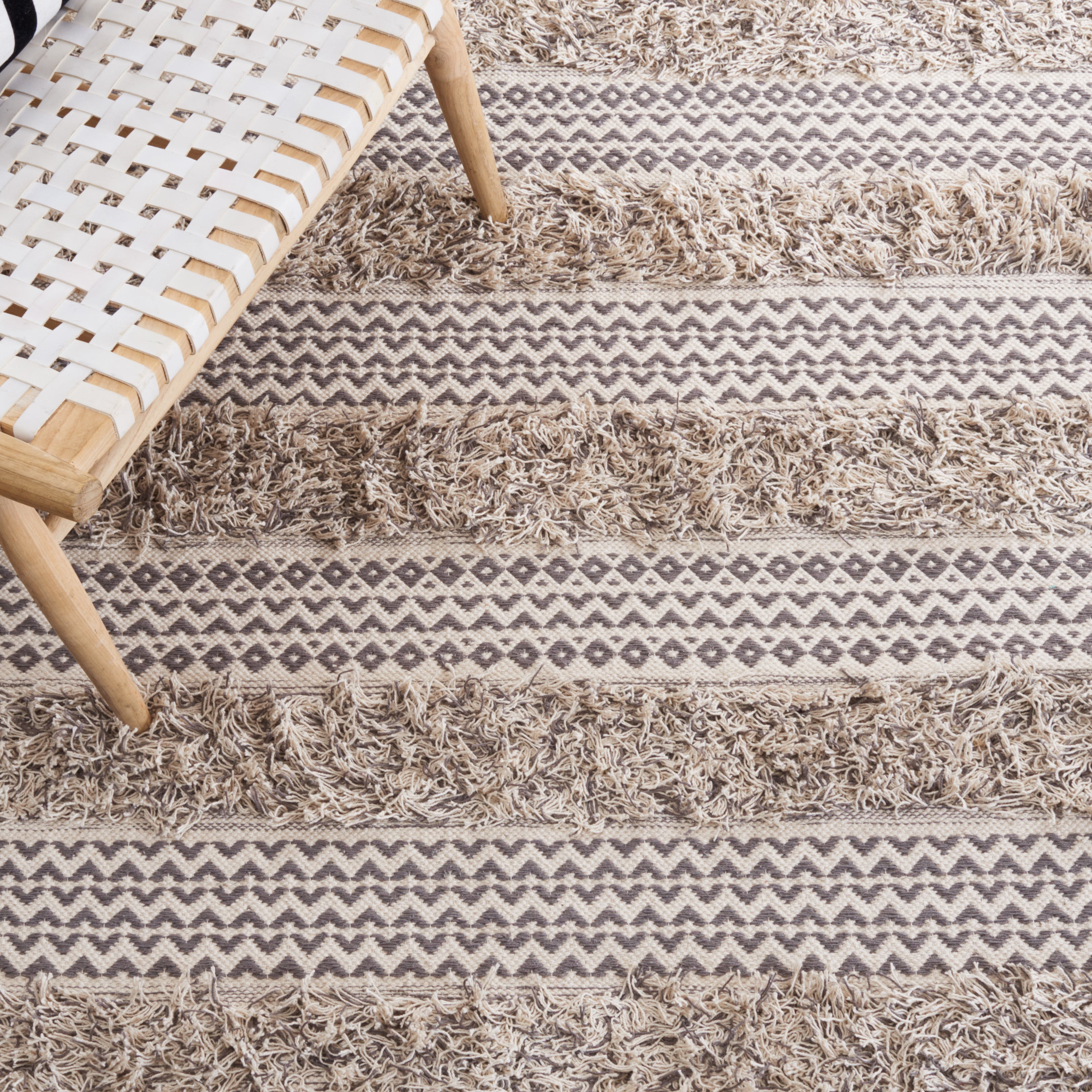 SAFAVIEH Natura Oralee Geometric Cotton Area Rug, Grey/Ivory, 8' x 10'