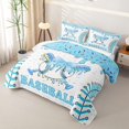 thumbnail image 3 of Homewish Light Blue Drip Bow Baseball Bed Spread Queen, Cute Sport Queen Coverlet Set for Girls and Boys, 3 Pieces, 1 Comforter and 2 Pillowcases, 3 of 7