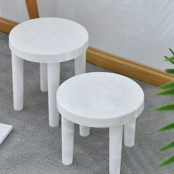 KONTONTY 1Pc Simple White Non-Slip Thickened Stool Plastic Furniture for Indoor Spaces