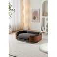 thumbnail image 4 of Modern Solid Wood Pet Products, Pet Sofa Bed with Cashmere Cushion Walnut Bent Wood Back for Cat & Dog 38.58"L x 26.77"W x 11.02"H, Dark Gray, 4 of 9