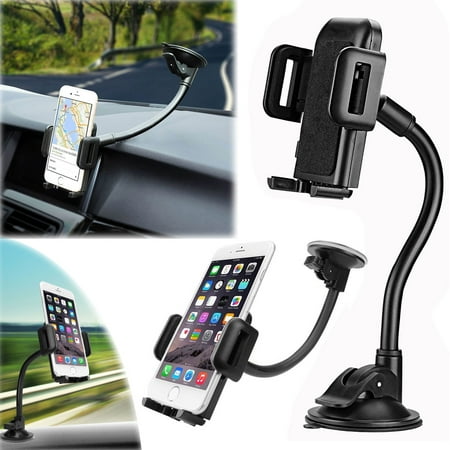 Iphone 4 Dashboard Mount Car Mount, 360 Degree Universal Windshield Dashboard Long Arm Car Phone Holder for iPhone XS/XR/X/8/7/6S/6 Plus, Samsung Galaxy S10/S10E/S9/ Plus, LG G7/G6/V40, and All 4-6 inch Smartphones ()