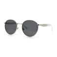 thumbnail image 5 of Mens Luxury Classic Round Metal Rim Hustler Fashion Sunglasses Silver White - Black, 5 of 8