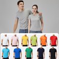 thumbnail image 4 of Hombres Mujeres Camiseta de manga corta O Cuello Camisas de algodón sólido, 4 of 7