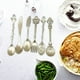 thumbnail image 4 of Matsuzay 2020 6 uds bronce tallado ecológico pequeño té café cucharas comida tenedor cuchara para mezclar Mostrada plata Matsuzay JJ6505-02, 4 of 6