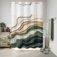 thumbnail image 6 of No Hook Shower Curtain with Built-in Rings - Gradient Green Brown Beach Washable Waterproof Fabric Bathroom Curtains for Hotel,Rentals, 72X 96 Inch Extra Long , Abstract Coastal Ocean Wave, 6 of 9