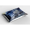 thumbnail image 2 of Ambesonne Fantasy Pillow Sham 2 Pack, Island Castle Full Moon, 26"x20", Dark Blue Grey White, 2 of 3