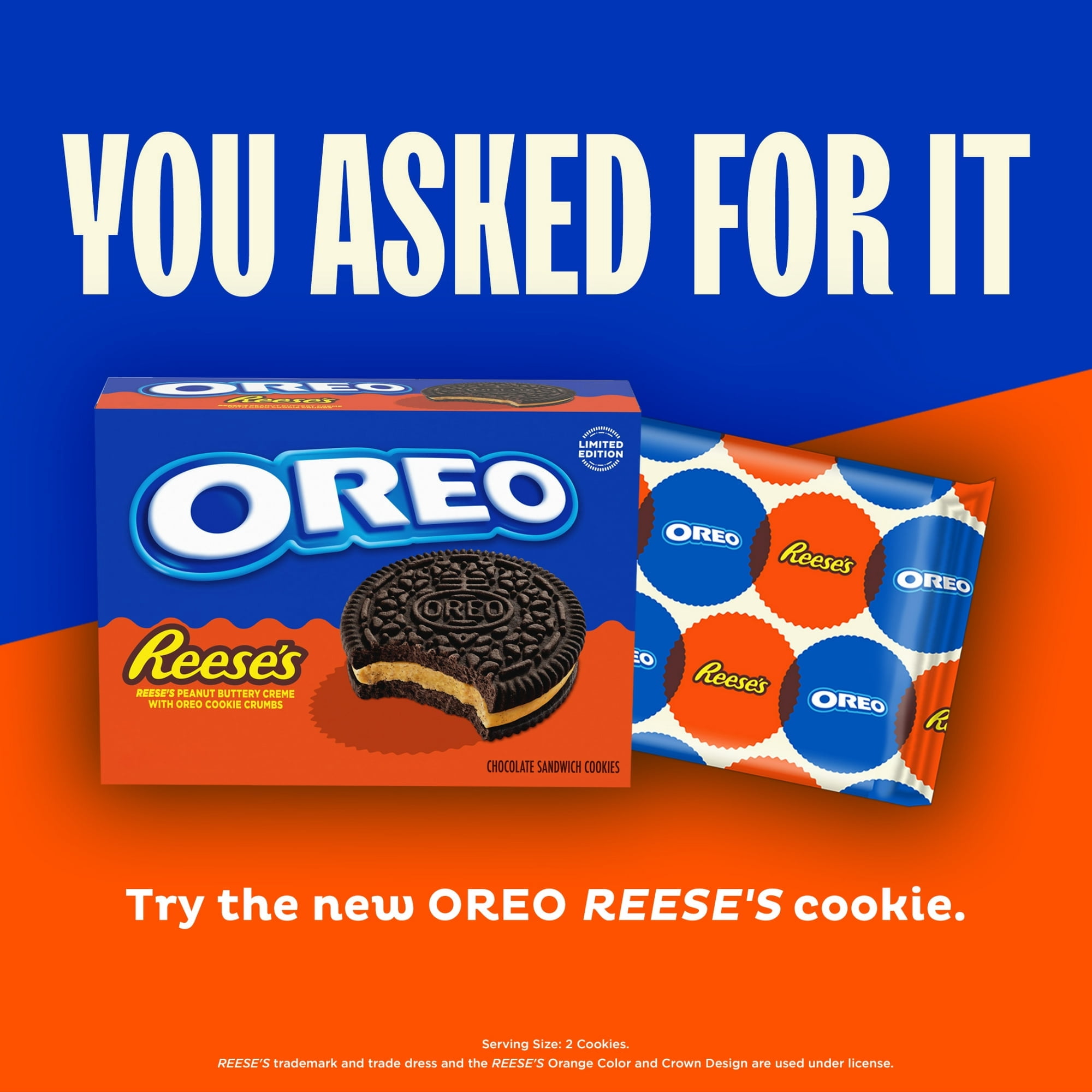 OREO REESE'S Peanut Buttery Creme & OREO Double Stuf Cookies Variety Pack, 1.02 oz, 40 Pack With White Bowl By OMA