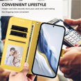 thumbnail image 6 of Wallet Leather Case For Samsung Galaxy S25 5G 6.2",with Card Holder,wristband, Shockproof Kickstand Embossed Love Cat Phone Case,Yellow,For Galaxy S25 (5G), 6 of 8