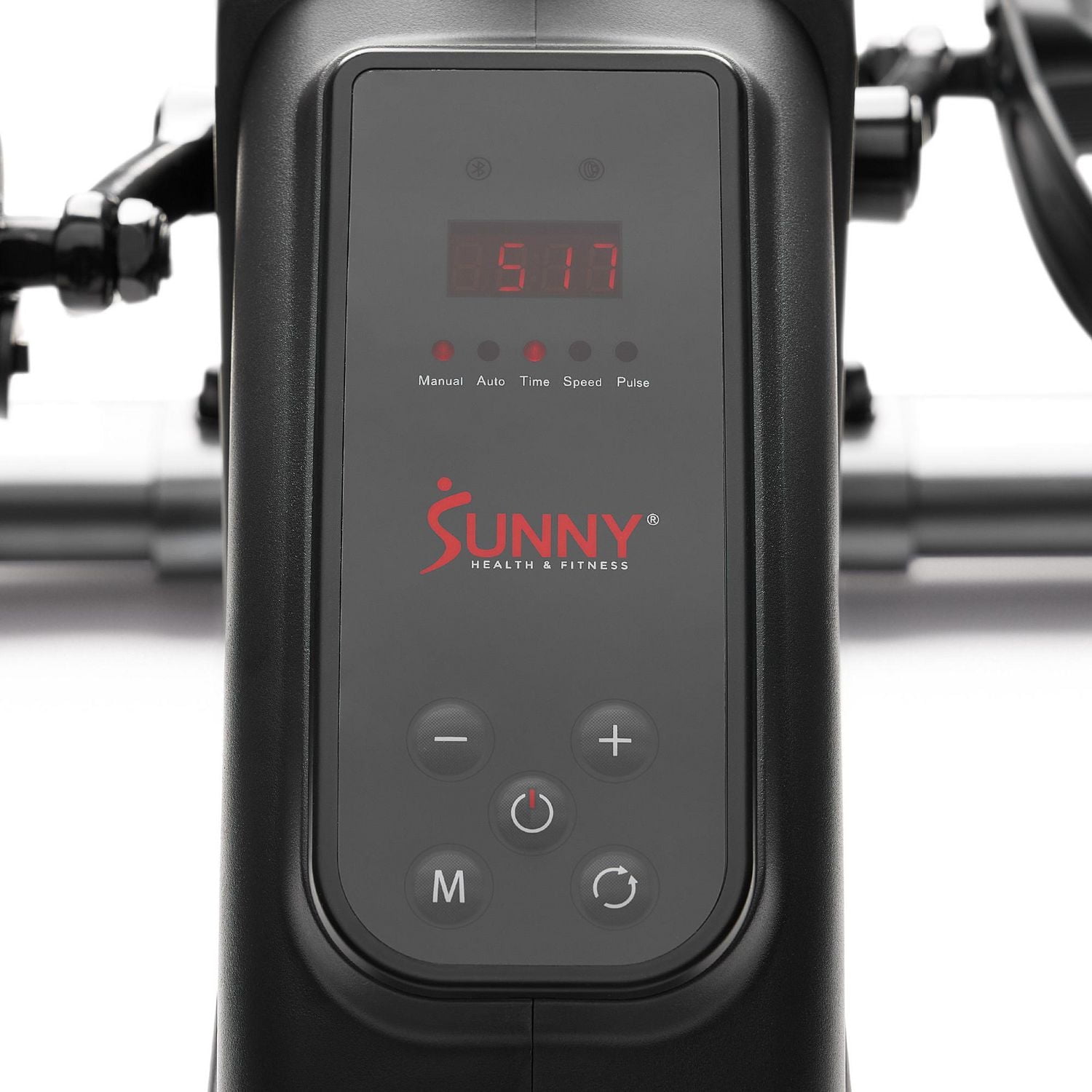 Sunny Health & Fitness Entraîneur Mini Vélo Motorisé Intelligent à Double Fonction, Machine d'Exercice Sous Bureau pour Entraînement Senior, Entraînement Cardio des Bras/Jambes, Lien Bluetooth avec Ap