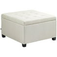 thumbnail image 2 of Knubmt Wood Frame Storage Ottoman with Lid, Fabric Seat Footrest for Living Room, Entryway, Bedroom, Beige, 2 of 10