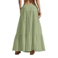 thumbnail image 5 of VBTAPA Tiered Long Skirts for Women Summer Vacation A-Line Pleated Skirt Drawstring High Waisted Flowy Swing Maxi Skirts Green XXL, 5 of 6