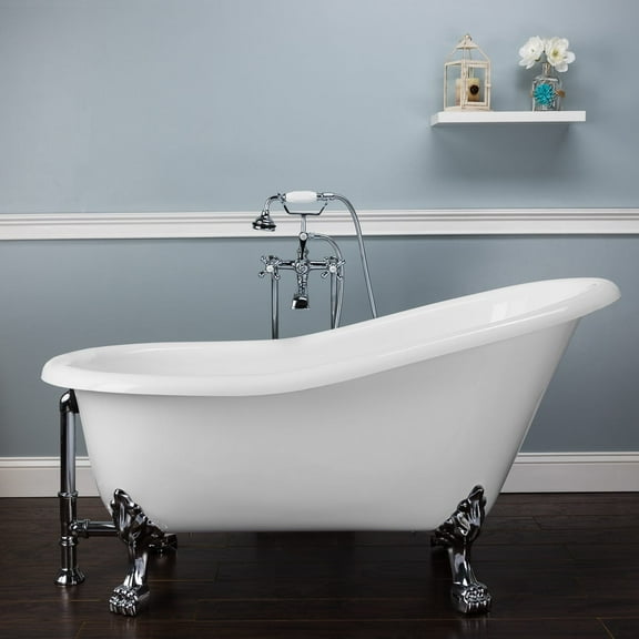 Paris 54 Inch Acrylic Slipper Clawfoot Tub - No Faucet Drillings - Lion Paw Feet