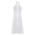 thumbnail image 5 of TiaoBug Womens Sleeveless Mesh Sheer Ballet Dance Dress Flowy Wrap Skirt Leotard Modern Lyrical Dance Costume White XL, 5 of 6