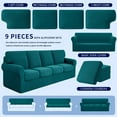 thumbnail image 5 of Subrtex Sofa Slipcover Sets 9 Pieces Stretch Couch Cover Backrest Cushion Covers (Oversized Sofa, Turquoise), 5 of 7