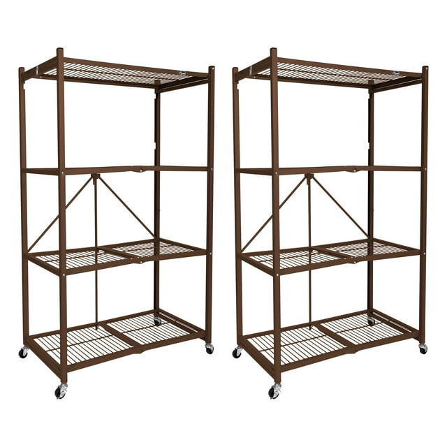Origami 2-Pack R5-06W 4-Shelf Folding Steel Wire Shelving Storage, Bronze
