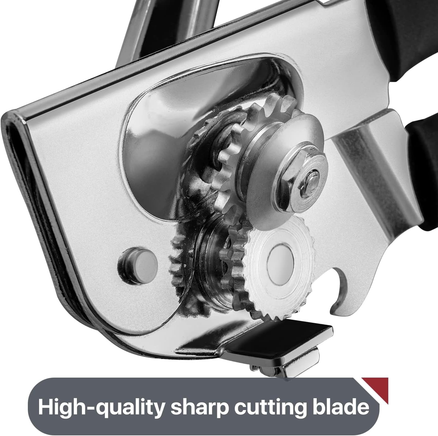 Commercial Can Opener, Hand Crank Manual Heavy Duty with Comfortable Extra-long Handles, Oversized Knob, Large Handheld for Big Cans, Black