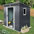 thumbnail image 2 of Jopath 5ft x 6ft Outdoor Storage Shed with Window and Metal Foundation, Heavy Duty Metal Shed Garden Tool Shed with Lockable Door for Backyard, Patio Black White, 2 of 8