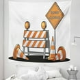 thumbnail image 1 of Logo Tapestry, Road Closed Sign with Traffic Warning with Blocker Stop Illustration, Fabric Wall Hanging Decor for Bedroom Living Room Dorm, 5 Sizes, Pale Orange Grey, by Ambesonne, 1 of 1
