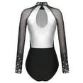 thumbnail image 4 of CHICTRY Women 2 Piece Gymnastics Leotard with Shorts Outfits Sparkly Rhinestones Skating Dance Jumpsuit Dark Gray XXL, 4 of 7