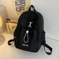 thumbnail image 2 of FUZHIQ Two Tone Drawstring School Backpack for Ages 3rd 4th 5th 6th Grade Lightweight Soft Fabric Daily Campus Daypack, Black, 2 of 4
